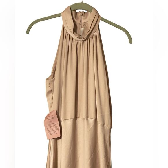 Anthropologie BHLDN Esme High Neck Satin Dress Size 10 Blush NWD FLAW - Picture 6 of 12